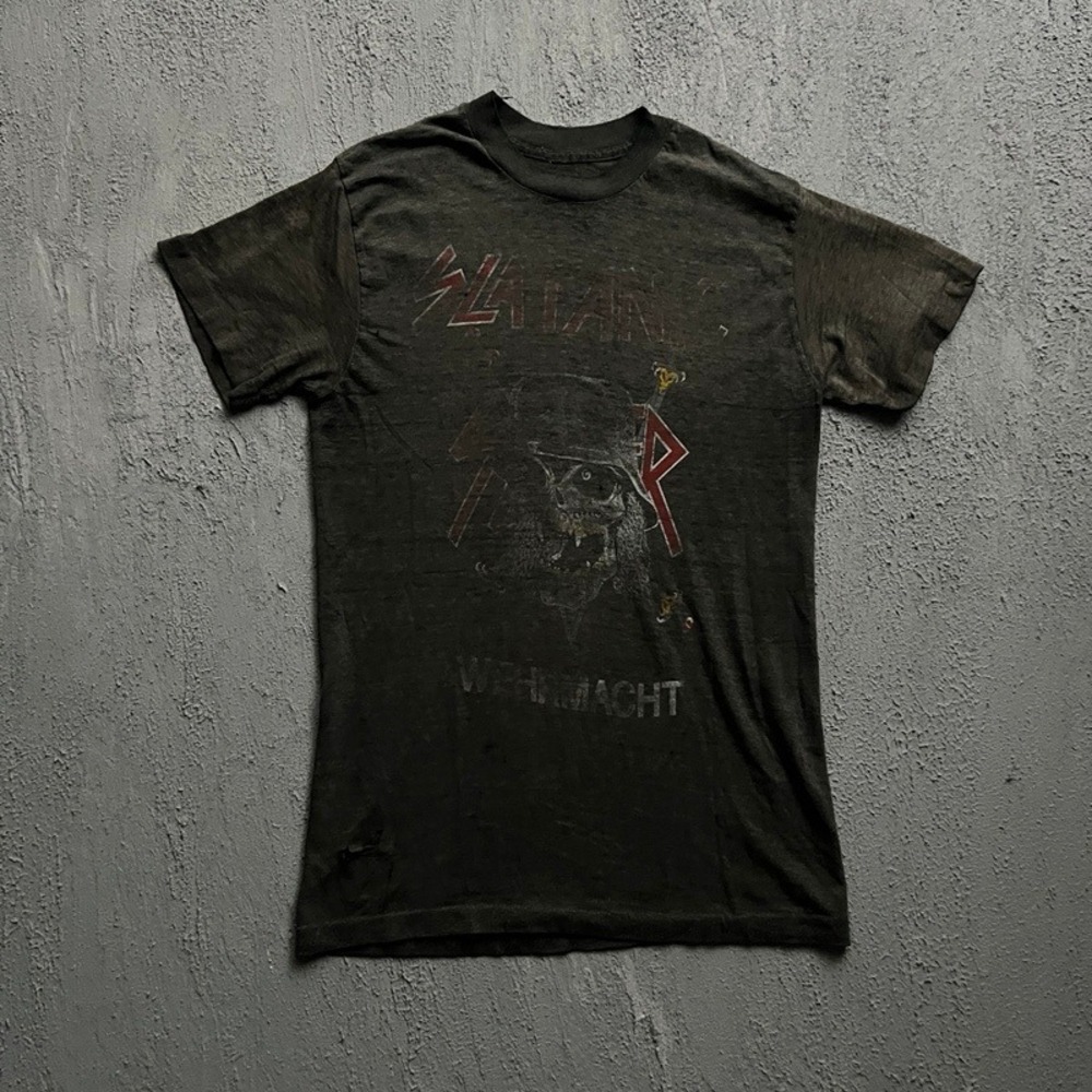 Vintage Slayer‎ Shirt Small Black 1980s slaytanic Wehrmacht Skull